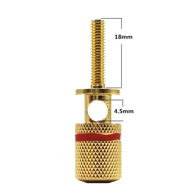 GeeSo 8pcs 34.5mm Brass Gold Plated Speaker Terminal Binding Support