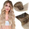 LaaVoo Clip-In Real Hair Extensions Blonde Balayage Real Hair Extensions