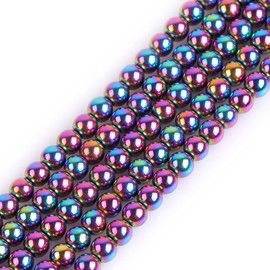 GEM-insid 4mm Multicolor Hematite NonMagnetic Gemstone Loose Beads Round Energy Stone Power Beads for Jewelry Making 15"