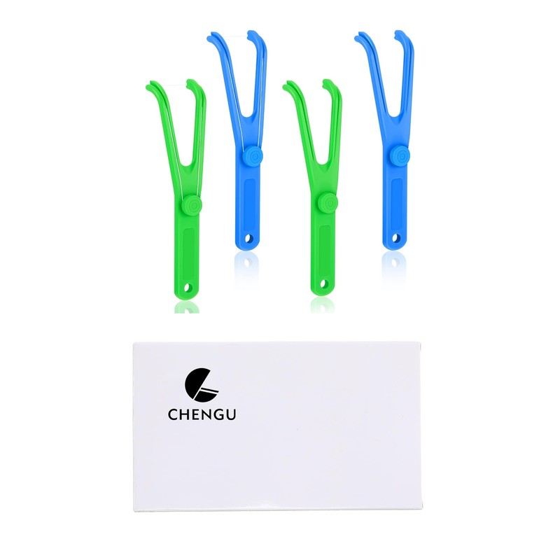 Chengu 4 Pieces Dental Floss Holder Reusable Flosser Reusable Floss
