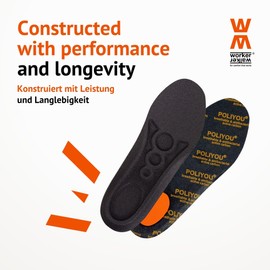 Worker Walker Poliyou Active Pro Insoles for Men and Women, 3 Pairs of Thick Shoe Insoles for Work Shoes and Boots, Comfortable and Breathable Shoe Insoles