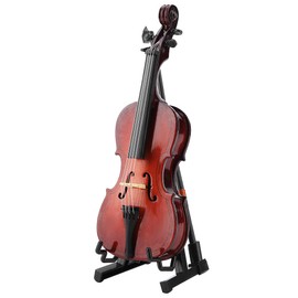5.5" Mini Wooden Cello Instrument Ornaments with Stand and Case, Exquisite Workmanship for Kids or Musicians