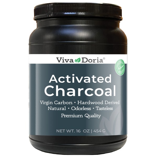 Viva Doria Virgin Activated Charcoal Powder, Hardwood Derived, Food Grade, 16 Oz, (1 Pound)