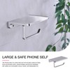 Toilet Paper Holder with Phone Shelf Solid Metal Bathroom Wall