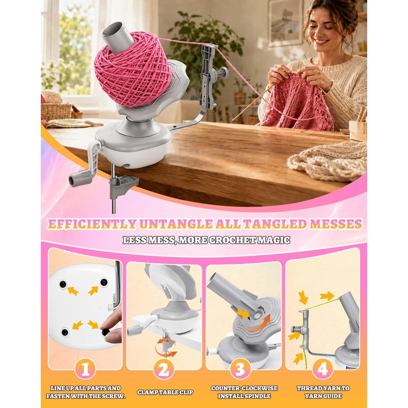 3.0 Upgrade Yarn Winder for Knitting and Crocheting【Top Precision Gear】Gray