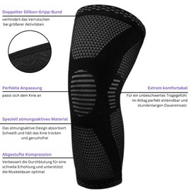 Omni Fit Sports Knee Support - Fitness, Sports and Rehabilitation. Ideal for Weight Training, Running, Football, Basketball, Tennis and Much More, Both Men and Women (M, Black, Grey)