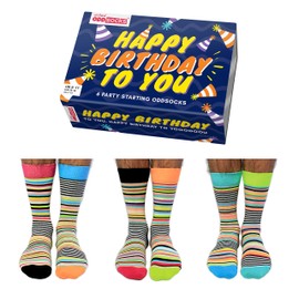 Happy Birthday Oddsocks Socks in 39-46 in Set of 6 - Stocking, multicoloured