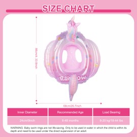 Baby Swimming Float, Baby Inflatable Pool Float with Seat for 6-36 Months, Baby Girl Inflatable Baby Swimming Ring Pool Float for Infant Toddler Kids 1-3 Years (Pink Unicorn)
