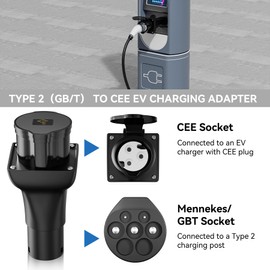 EVIEUN Type 2 to CEE EV Charger Adapter, 32A 220V Type 2 to CEE Adapter, Type 2 Charging Station Adapter for Portability and Accessibility
