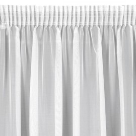 Eurofirany LUCY Voile Curtain, Sheer Curtain with Rufflette Tape - 1 Unit, Bedroom, Living Room, Kitchen, White, 140x270 cm