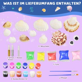 CREJOHY Shells Painting Children's Set, DIY Painting Arts and Crafts Set, Craft Sets, Painting Sets for Children, Shells for Crafts, Toy, Birthday Gifts, Craft Set, Children from 4 5 6 7 8 9 10 Years