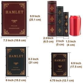 Tosnail 3-Pack Decorative Book Boxes Wooden Antique Book Decorations Vintage Hide Storage Box