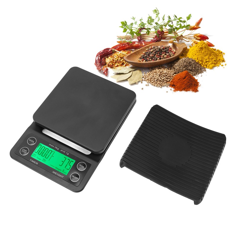 Digital Coffee Scale with Timer Waterproof Silicone Mat High Accuracy