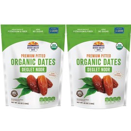 Generic Desert Valley Date ~ ORGANIC Deglet Noor Premium Pitted Dates Grown California Sun Ripened ~ 2 PACK ~ Kosher ~ 40oz (2.5lb) Large bag each