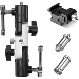 Flash Bracket U-Shape,180° Adjustable Swivel Umbrella Softbox Holder with 1/4 to 3/8" Screw, Nut Adapter, Cold Shoe Mount for DSLR Cameras, Speedlites, Tripod, Light Stand, Umbrella, LED Light