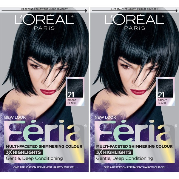 L'Oreal Paris Feria Multi-Faceted Shimmering Permanent Hair Color, 21 Starry Night, Pack of 2, Hair Dye