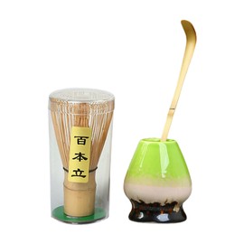 ＫＬＫＣＭＳ Matcha Whisk Set Japanese Matcha Set Modern Tea Utensils Bamboo Matcha Scoop Matcha Accessory for Tea Room Tea Lover Tabletop, Bright Green