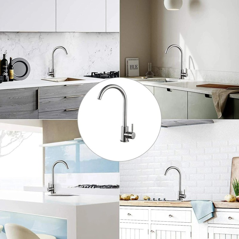 Etechydra Single Hole Brushed Nickel Stainless Steel High Arc Kitchen