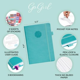 GoGirl Weekly Schedule Planner – Hourly Work & Life Planner with Time Slots – Vertical Agenda Organizer for Daily Productivity, A5 (Turquoise)