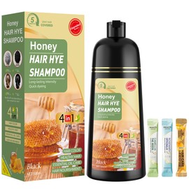 ZENITHGLO Black Hair Dye Shampoo 3 in 1 for Women & Men 100% Gray Hair Coverage - Herbal Ingredients Natural Plant Hair Color - Hair Dye in Minutes 17.6 Fl Oz