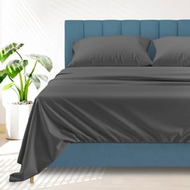 Ashton Sheets 100% Egyptian Cotton Sheets Queen Size - 1500 Thread Count 4 PC Queen Sheet Set Egyptian Cotton, Sateen Weave Sheets Queen Size, High Thread Count Sheets, 19" Deep Pocket - Dark Grey
