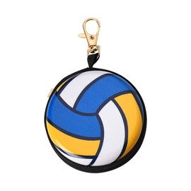 Volleyball Coin Pouch Bag Keychain Data Cable Storage Box With Zipper Earphone Case Holder Pouch Volleyball Keychains Wireless Earbuds Case Holder Keychain for Team Players
