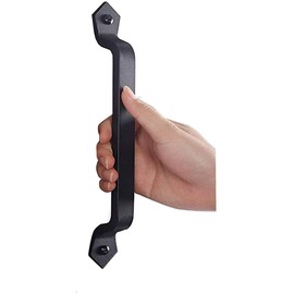 WANLIAN 11 Inch Antique Solid Heavy Cast Iron Door Handle Door Pull Barn Door Handle Gloves, Outdoor, Garage, Wardrobe, Indoor Black (1 Pack)