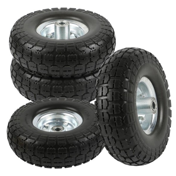 go2buy 4 Pcs 10-Inch Solid Rubber Tyre Wheels for Garden