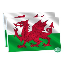 Omnisexual 2 Pack United Kingdom Wales Flags Welsh National Flag 3x5 FT College Dorm Decor Vivid Color & Fade Proof - Cool Outdoor Indoor Double Stitched Banner with Grommets Room Prints Wall Tapestry