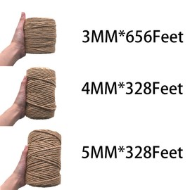 Jute Twine for Crafts Garden Twine String Rope Heavy Duty Gardening Bundling Gift Wrapping Packing Material Wedding Christmas Decoration. (3mm*656ft)