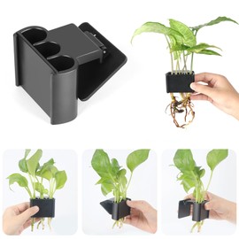 Ztzfacai 1 Pack Hanging Aquarium Plant Holder – 3 Holes Aquatic Plant Cups, Fish Tank Holder for Aquatic Plants, Ideal for Aquarium Tank Decoration(Black)