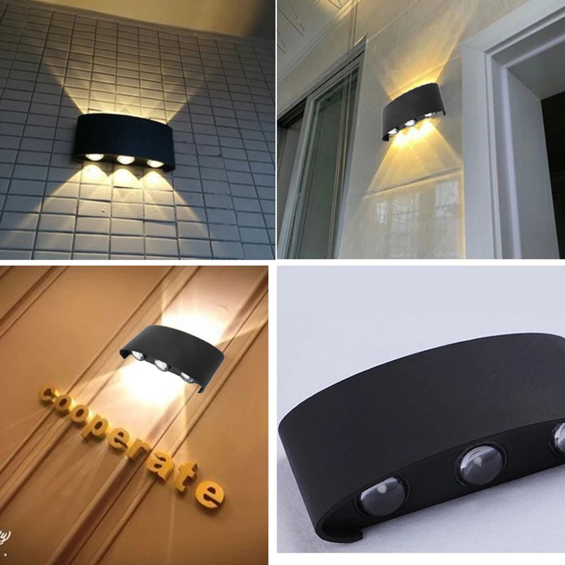 6W LED Wall Light Aluminium Black Shell Warm Light Up