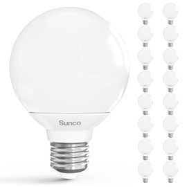 Sunco 16 Pack G25 LED Light Bulbs, Vanity Globe Bathroom Light Bulb, 450 LM, 4000K Cool White, 6W (40W Equivalent), Dimmable Mirror Vanity Decorative Bulb, E26 Base UL