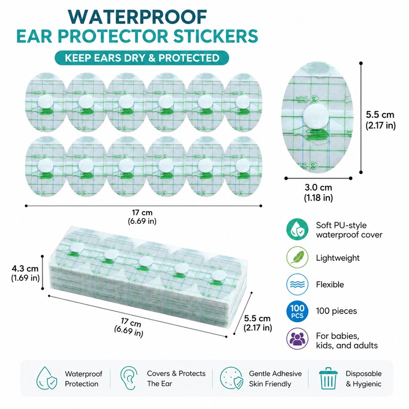 Waterproof Ear Covers for Swimming & Bathing – 100pc Disposable