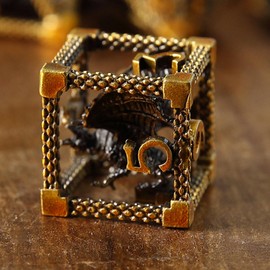 Elifel Metal DND Dice Set 7 Hollow 3D Dragon DND Dice Polyhedral Bronze Dice D20 D12 D10 D% D8 D6 D4 for Dungeons & Dragons RPG Board Table Games RPG MTG Games