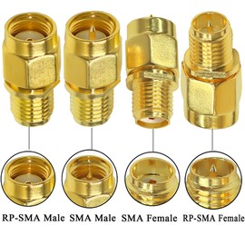 SMA Coaxial Connector 4 Pcs SMA Male/RP Male to Female/RP Female Coaxial Adapter Low Loss RF Coaxial Adapter for Radio Antenna, FPV Drone, Audio, Router