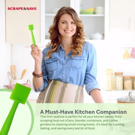 Spatula Scraper for Cat Food Cans (Friskies/Fancy Feast, etc.) & other small cans and containers - Dishwasher Safe, Flexible Silicone Blade. Not a spoon. (1 Green)