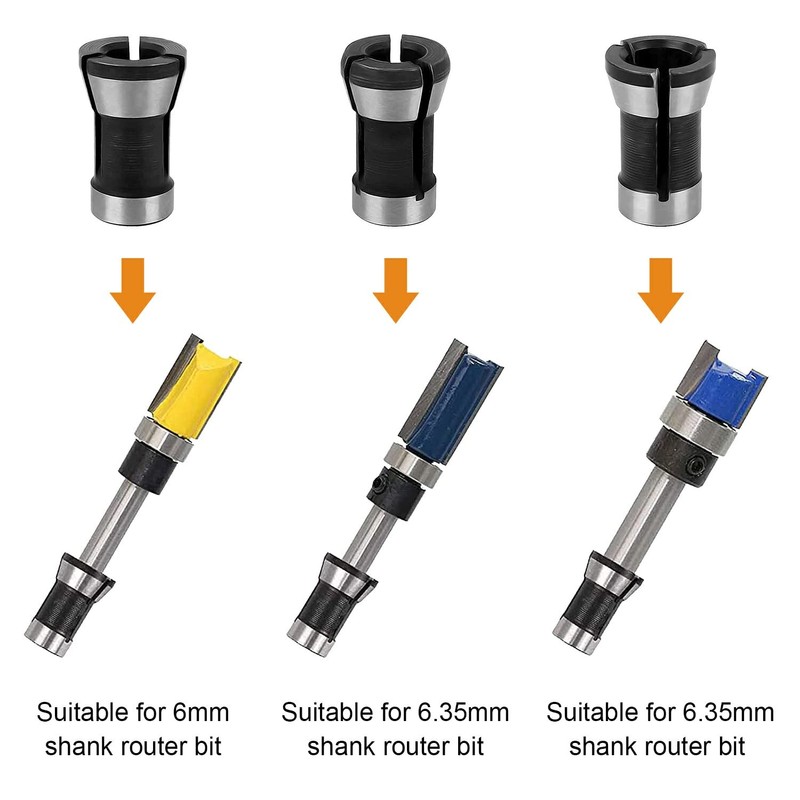 MEISO Pack of 6 Collets Adapter, Collet for Straight Grinders,