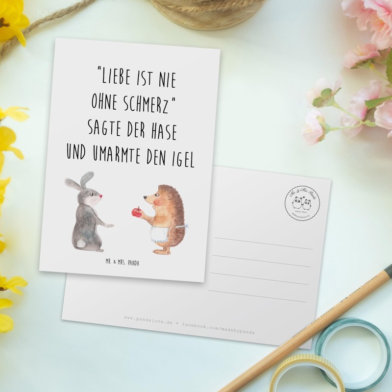 Mr. & Mrs. Panda Postcard Rabbit Hedgehog - Gift, Comfort,