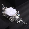 Rumtock Soft White Flower Hair Comb with Pearl Handmade Floral