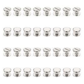 PATIKIL Chicago Screws, 50 Sets M4x4mm Carbon Steel Nickel Plated Chicago Screw Phillips Binding Post Screw Rivets for Leather Belt Scrapbook Photo Albums, Silver