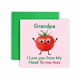 Huxters Birthday Cards for Men - I Love You Grandpa Birthday Card for him - Funny Fathers Day Card for Grandpa Fun Tomato Happy Birthday - 14.8cm (Grandpa)
