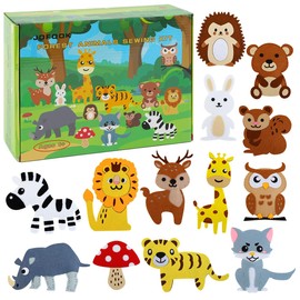 JOFOOK Kids Sewing Kit for Ages 6+, Fun and Educational Animal Craft Set for Boys and Girls, Felt Sewing Kits for Beginners, Kids’ Art Projects Present,My First Sewing Kit,Learn to Sew Kit for Kids