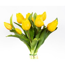 Natural Real Touch Tulip Bunch 32 x 26 cm with 10 Flowers LM Artificial Flowers Tulips Latex (Pink)