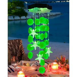 Toodour Solar Wind Chimes for Outside, Shells Light Gifts for Mom Grandma Women Wife Girls, Waterproof Solar Outdoor Decorative Mobile Light for Holiday Garden Porch Yard Outdoor Decor (Green)