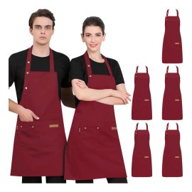 5pzs Delantales De Lona Ajustables, Para Chef O Art
