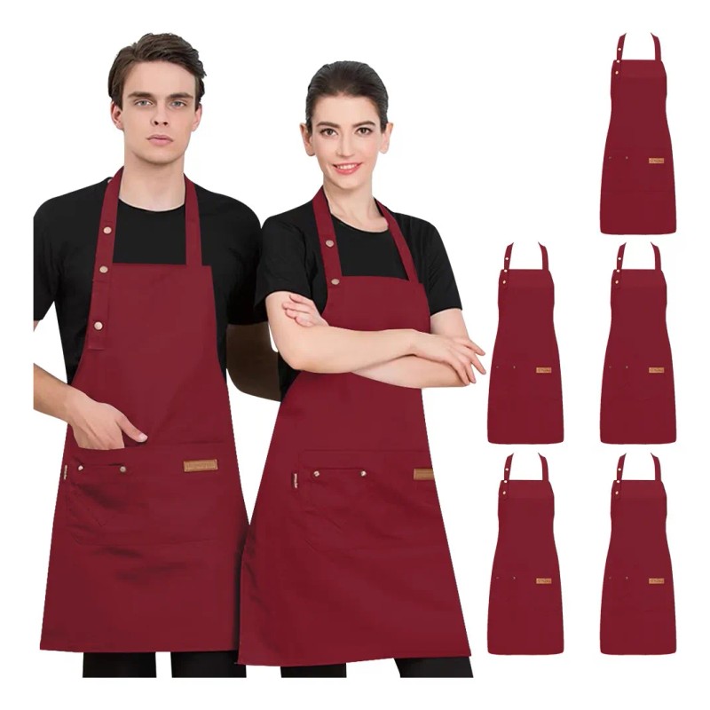5pzs Delantales De Lona Ajustables, Para Chef O Art