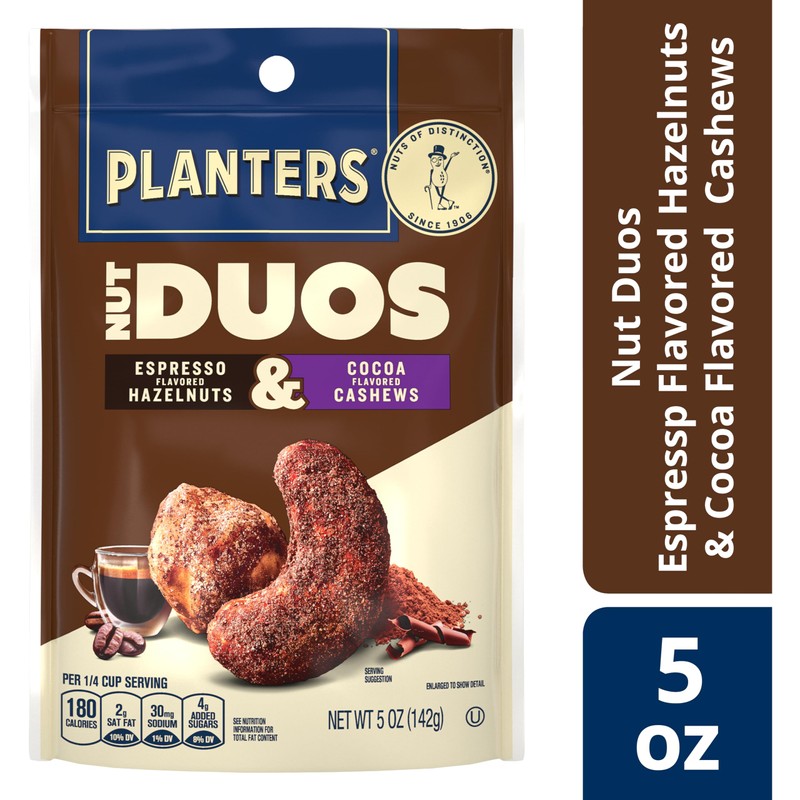 Planters Nut Duos Cocoa Cashews and Espresso Hazelnuts 5oz