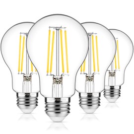 MAXvolador 60W Equivalent E26 LED Filament Light Bulbs, 850LM Neutral White 4000K Efficient 6W A19 Edison Bulb, Non-Dimmable Medium Base, 4-Pack