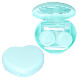 Aruicheng Contact Lens Case Portable Contact Lens Box with Mirror Tweezers Solution Bottle Mini Love Contact Lens cases for Daily Makeup Office Travel Outdoor (Blue)